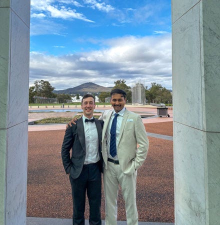 Adelaide University 2026 Fulbright Scholars Dr Brandon Stretton and Dr Natansh Deepak Modi.