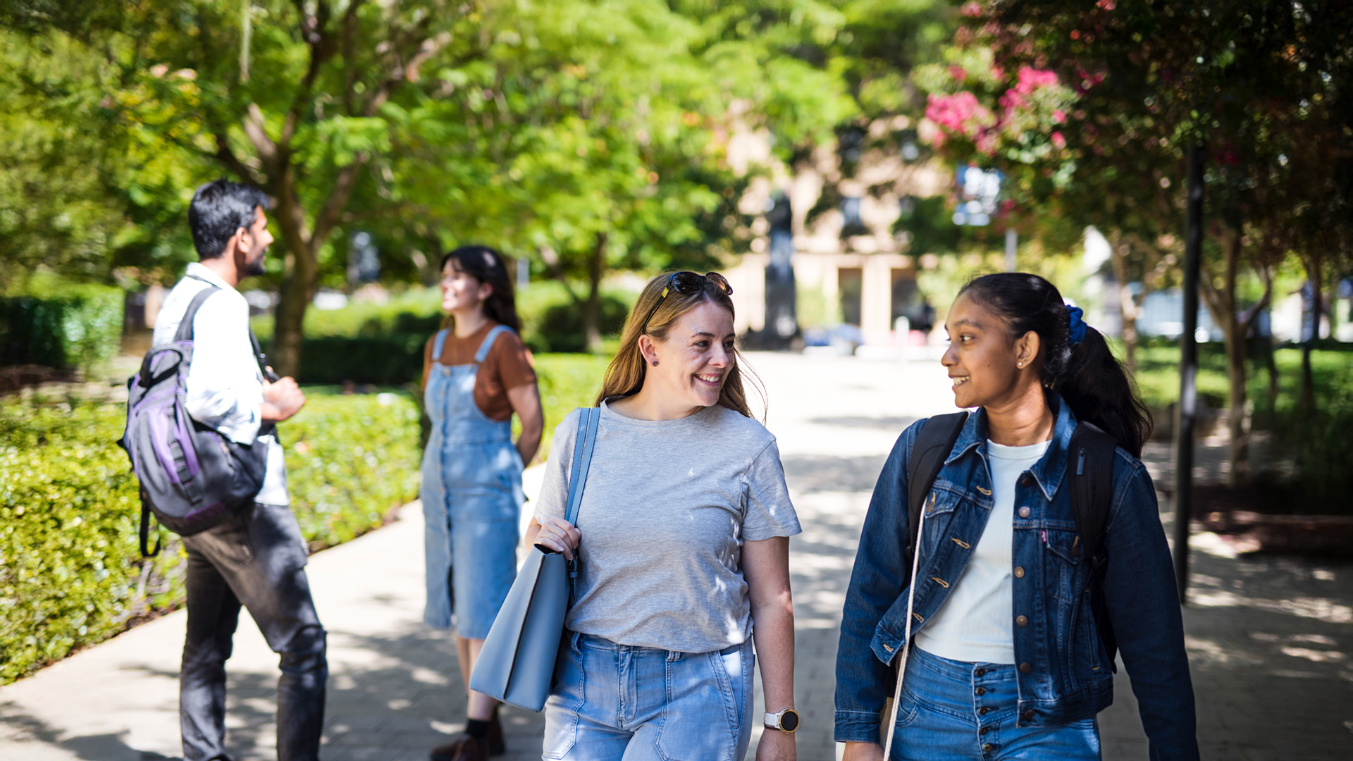 Students walking through campus