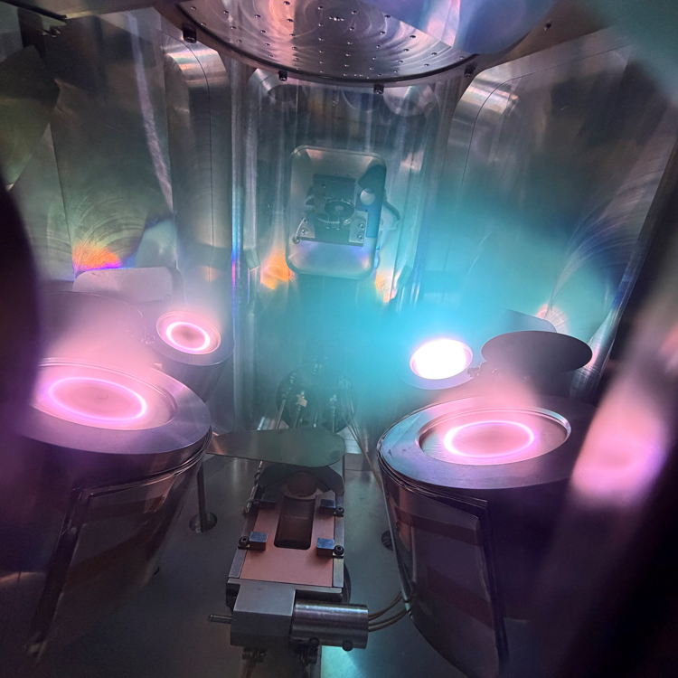 Image of different colours within a radiation facility